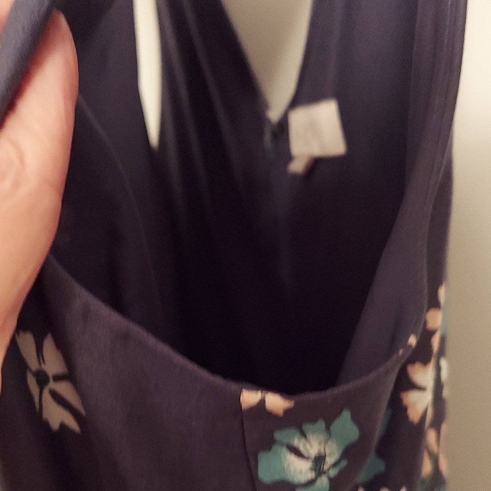 LOFT Dress Sleeveles Floral on Gray, Size 16, Back Zip, Fully‎ Lined, Cotton - Picture 10 of 11